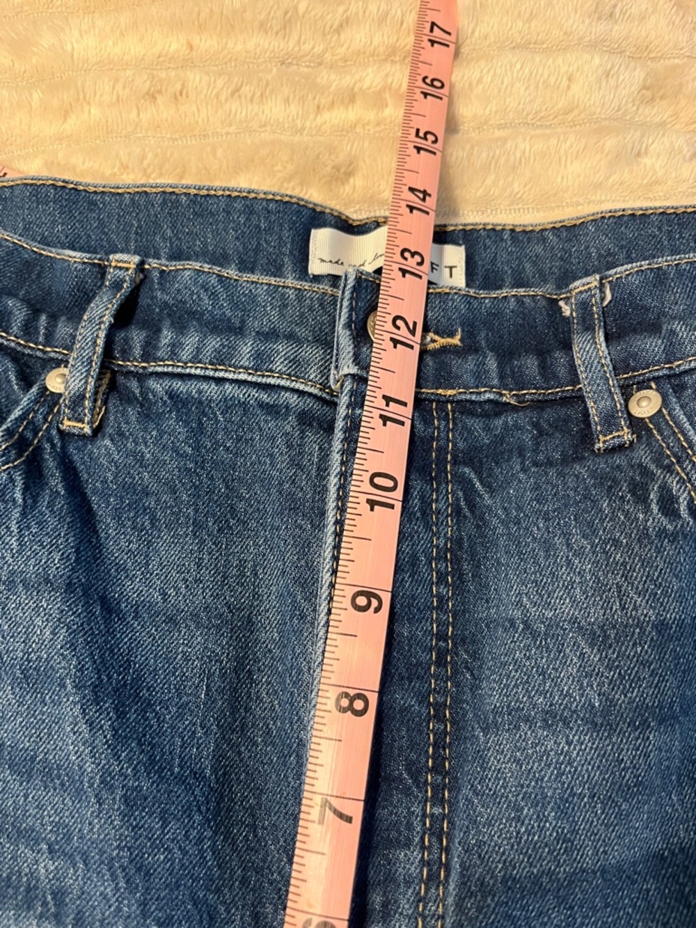 Loft Wide-Leg Cropped High Waisted Blue Jeans With Distressed Hem - Picture 5 of 7